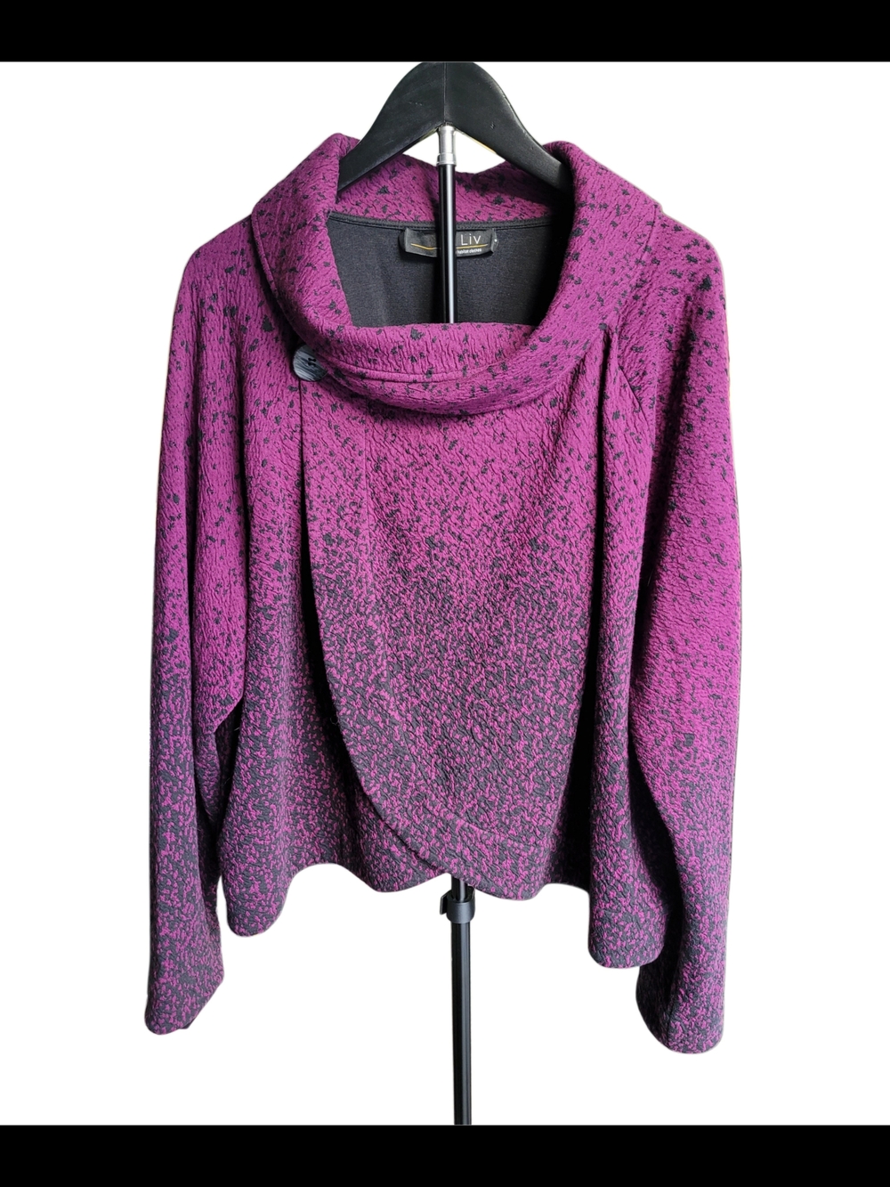Habitat Magenta-Black Textured Cowl Sweater